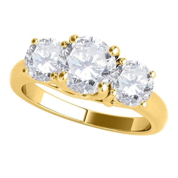 Aonejewelry 1/2 Ct. Three Stone Diamond Engagement Ring Crafted In 14k Solid Yellow & White Gold