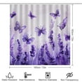 thumbnail image 2 of Lavender Butterfly Flying 4 Pcs Bathroom Shower Curtain Set, Bathroom Sets with Rugs (Bath Mat, U Shape and Toilet Lid Cover Mat) and 12 Hooks,, 2 of 5