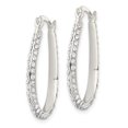 thumbnail image 3 of FJC Finejewelers 925 Sterling Silver CZ Oval Hoop Earrings 27 x 20 mm, 3 of 6