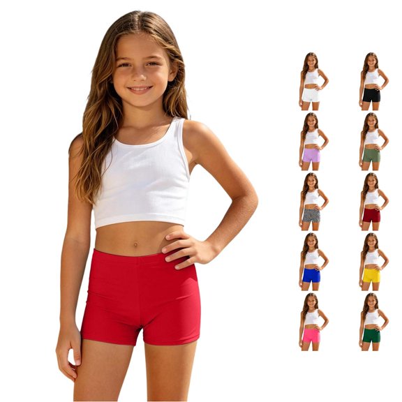 Girls Pure Color Casual Swim Shorts for Girls – Lightweight Beachwear Bottoms for Sunny Summer Nylon Comfortable Fit With Secure Elastic Waistband Girls Bathing Suits