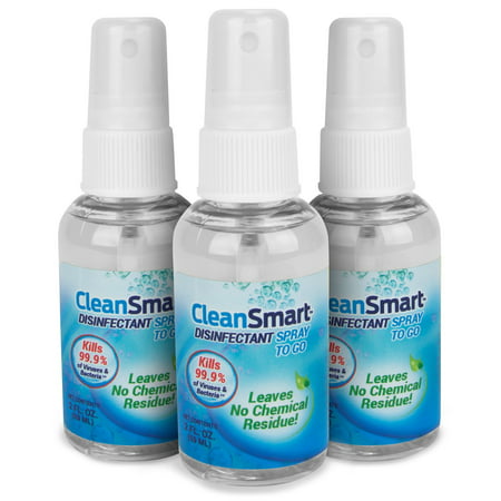 CleanSmart to Go Disinfectant. Kills 99.9% of Viruses, Bacteria, Germs, Leaves No Chemical Residue, Contains No Harsh Chemicals. Great to Clean CPAPs, Disinfect CPAPs. 2oz Spray, 3pk Travel (Best Way To Clean Virus Infected Computer)