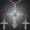 thumbnail image 3 of Koszal Femmes Strass Incrusté Croix Pendentif Chaîne Crochet Boucles d'Oreilles Bijoux Ensemble, 3 of 6