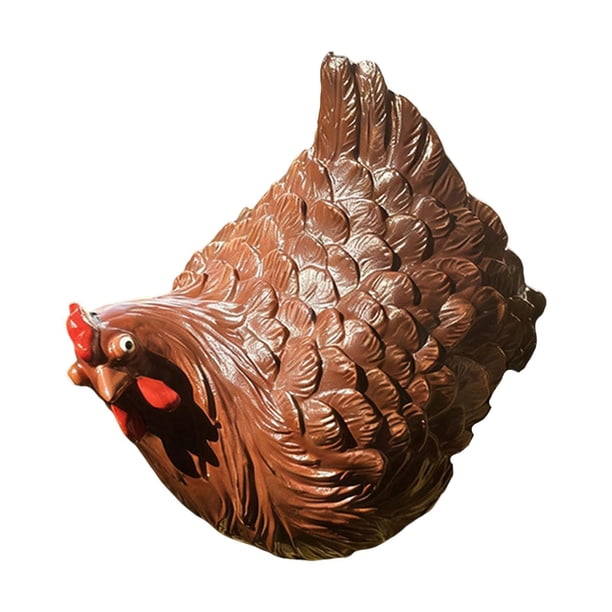 Adorno decorativo de modelo de gallina, estatua de artesanía extraíble, accesorios para fotos, pollo simulado marrón
