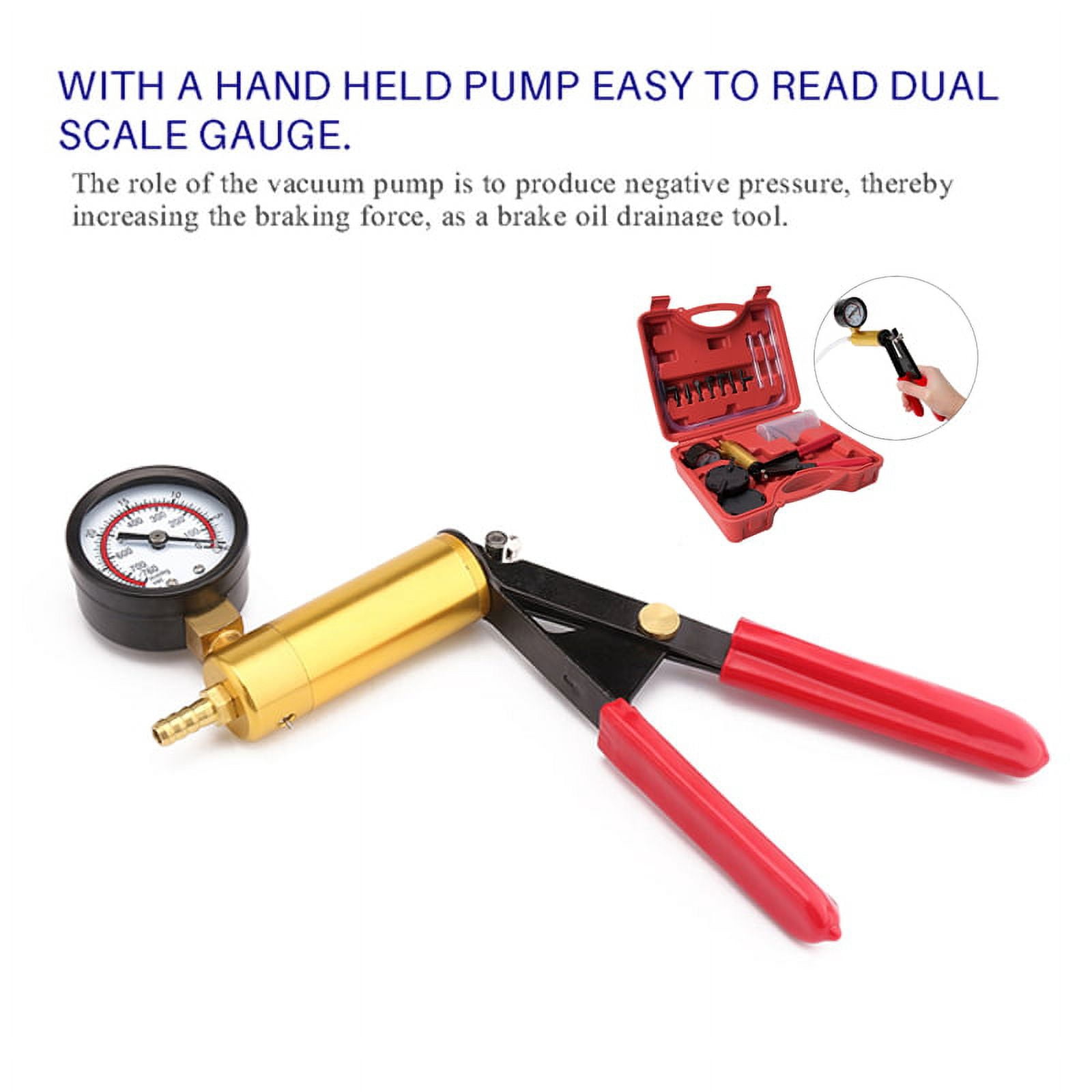 LNKOO 16PCS Brake Bleeder & Vacuum Pump Test Tuner Tool Kit Hand Held Vacuum Gauge for Car & Truck