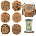 thumbnail image 1 of 12 Pcs sous-Verres en Liège avec Support, Motif Mandala Absorbants Réutilisables pour Boissons pour la Maison, le Bureau, le Bar, le Restaurant, 1 of 9