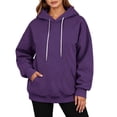 thumbnail image 2 of AKOEE Womens Oversized Hoodie with Pockets Plain Hooded Sweatshirts Casual Drawstring Long Sleeve Pullovers (XL, Purple), 2 of 7