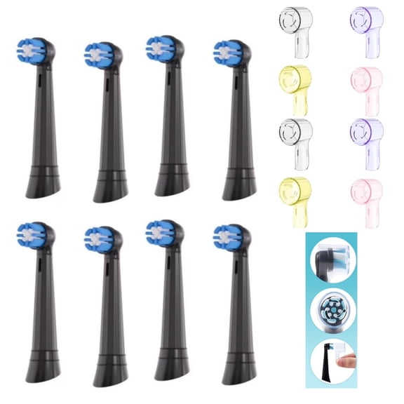 Fit For Oral-B iO 8Pcs Replacement Brush Heads Electric Black And 8 Mixing Colors For Oral B iO Replacement Heads Toothbrush Covers,for Travel & Home