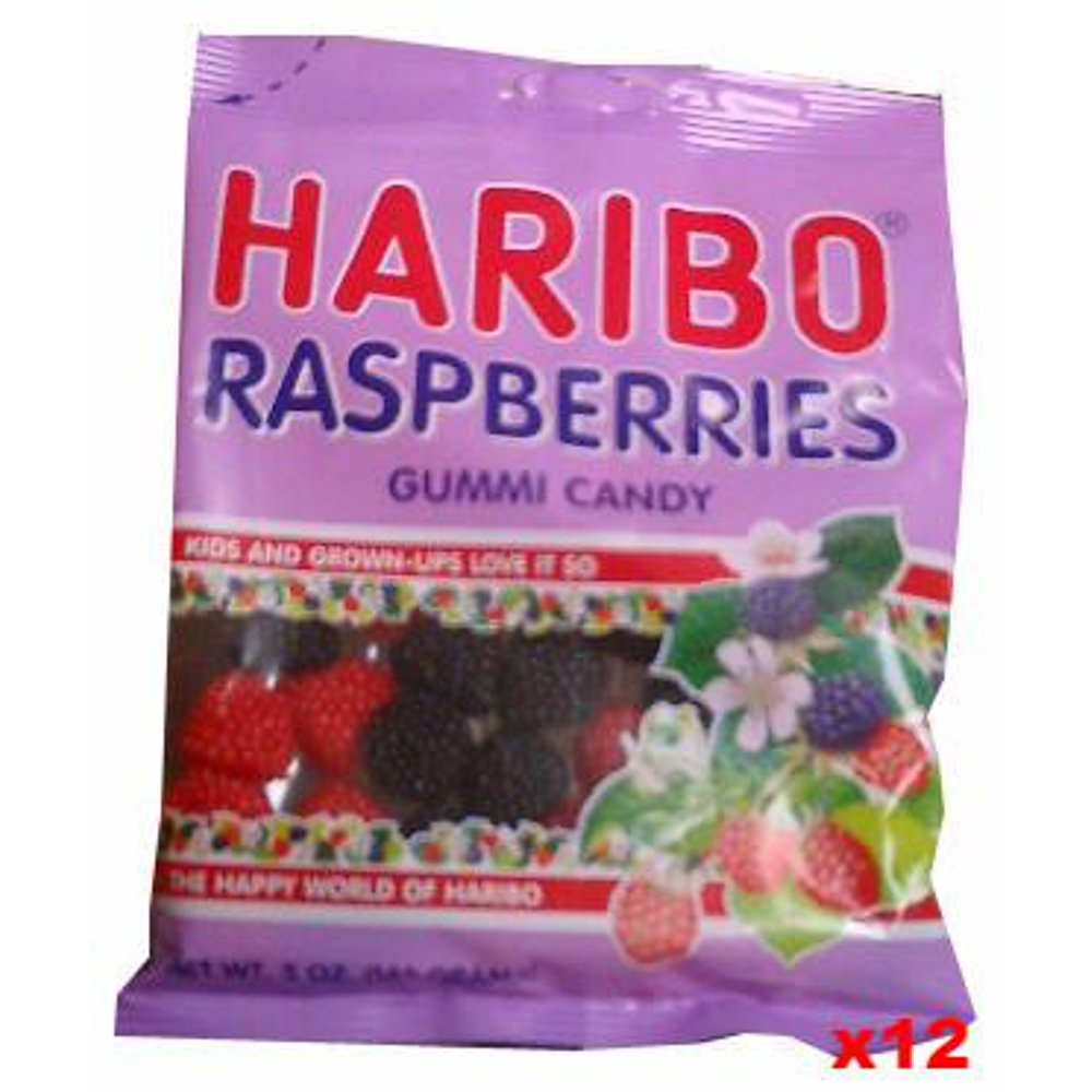 Haribo Raspberries Gummi Candy, CASE (12 x 5 oz Bags)