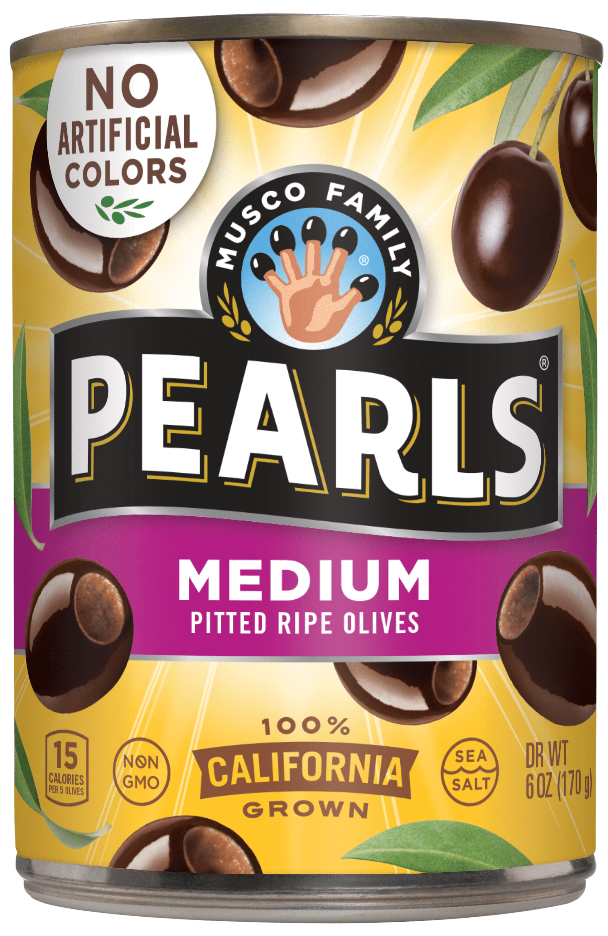 (2 pack) Pearls Medium Pitted Black Ripe Olives 6 oz Can. No Artificial Colors. Major Allergens Not Contained.