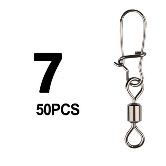 50 Pcs Accessoires de Pêche Émerillons à Pression Connecteur d'Hameçon et d'Appât Pince de Pêche Pivotante