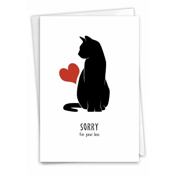 NobleWorks Pet Sympathy Greeting Card with 5 x 7 Inch Envelope (1 Card) Furever In Our Heart - Cat C10066BPSG