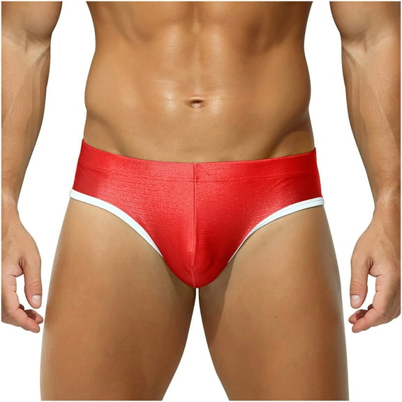 Sunvit-Panties Young Mens Stretchy Nylon Spandex Briefs - Low-Rise Comfortable Underwear with Contrasting Trim, Size S Red for Daily/Gym/At-Home Wear