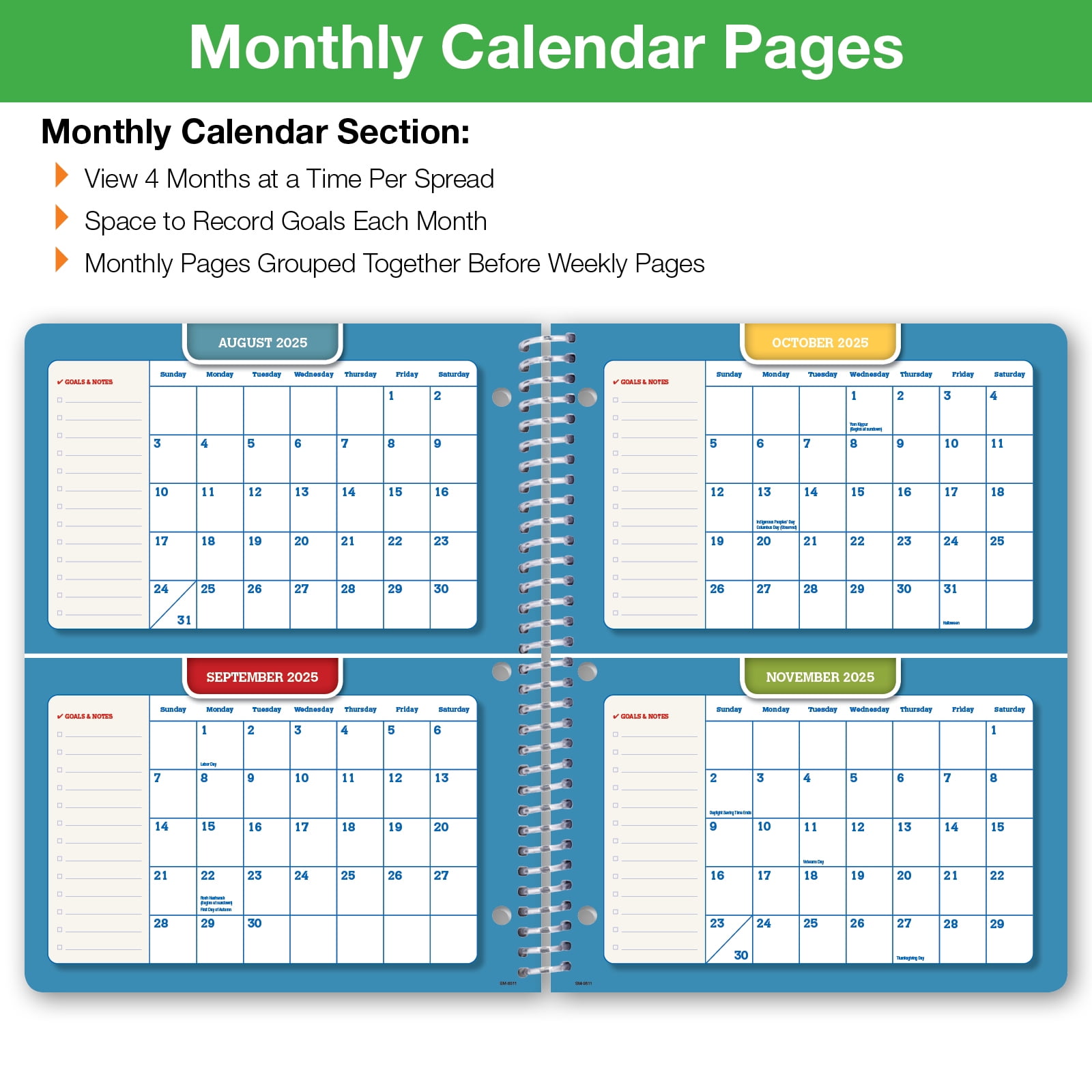 Global Datebooks Dated 2025-2026 Weekly and Monthly Academic Year Student Planner Calendar, August 2025 - June 2026, Ruler/Bookmark and Planning Stickers, Matrix Style, 8.5"x11", Triple Stripe