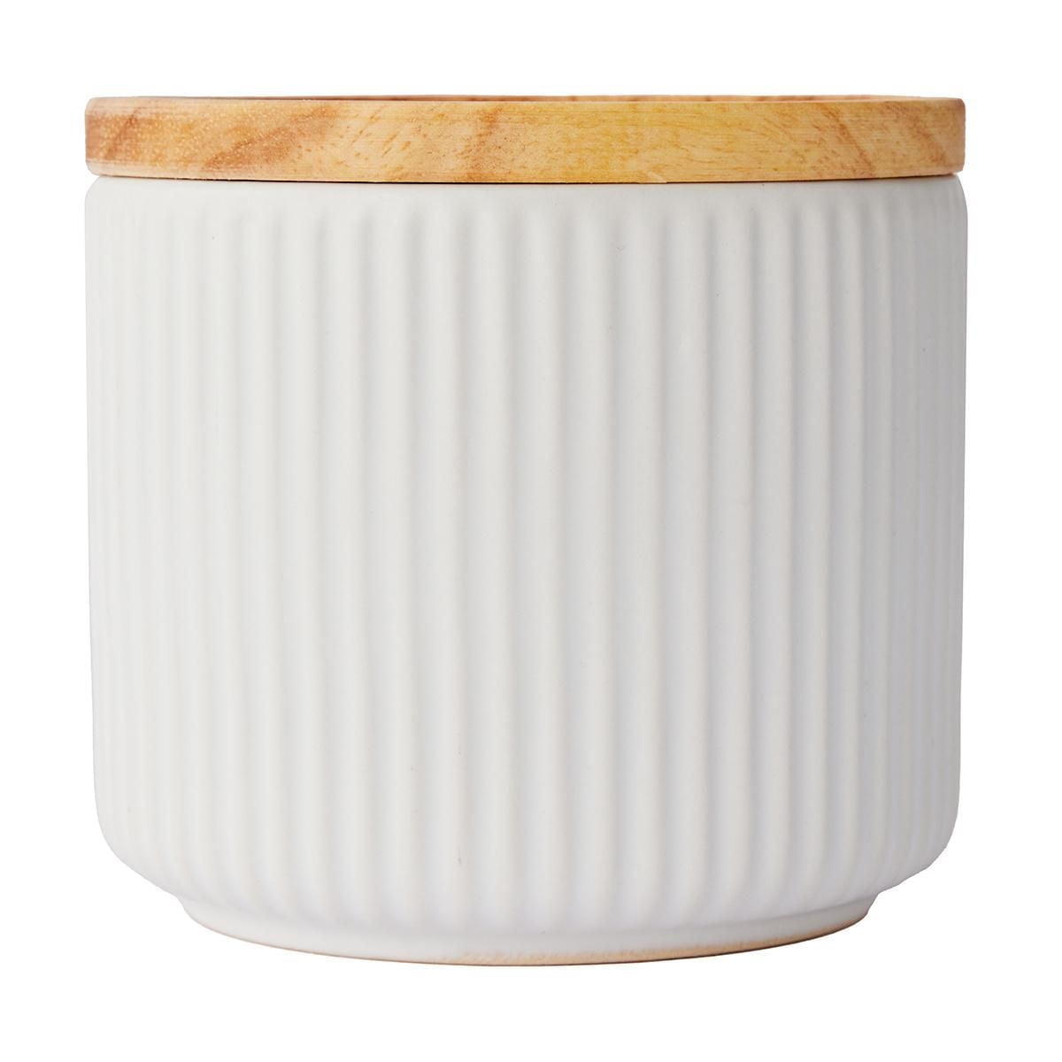 Anko Small White Ribbed Canister, Small Canister