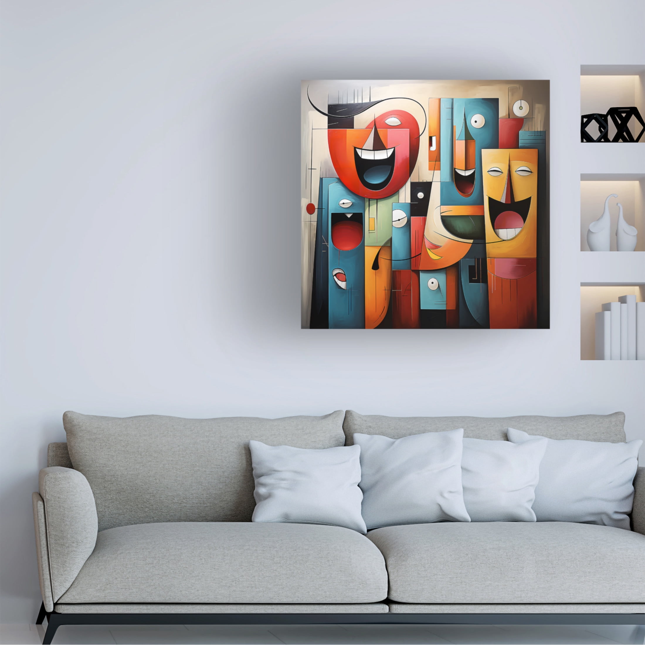 Canvas Wall Art - Ray Heere 'Happy Cubism 1' Wall Art for Living Room, Bedroom, or Office Décor by Trademark Fine Art - 24 x 24 Inches