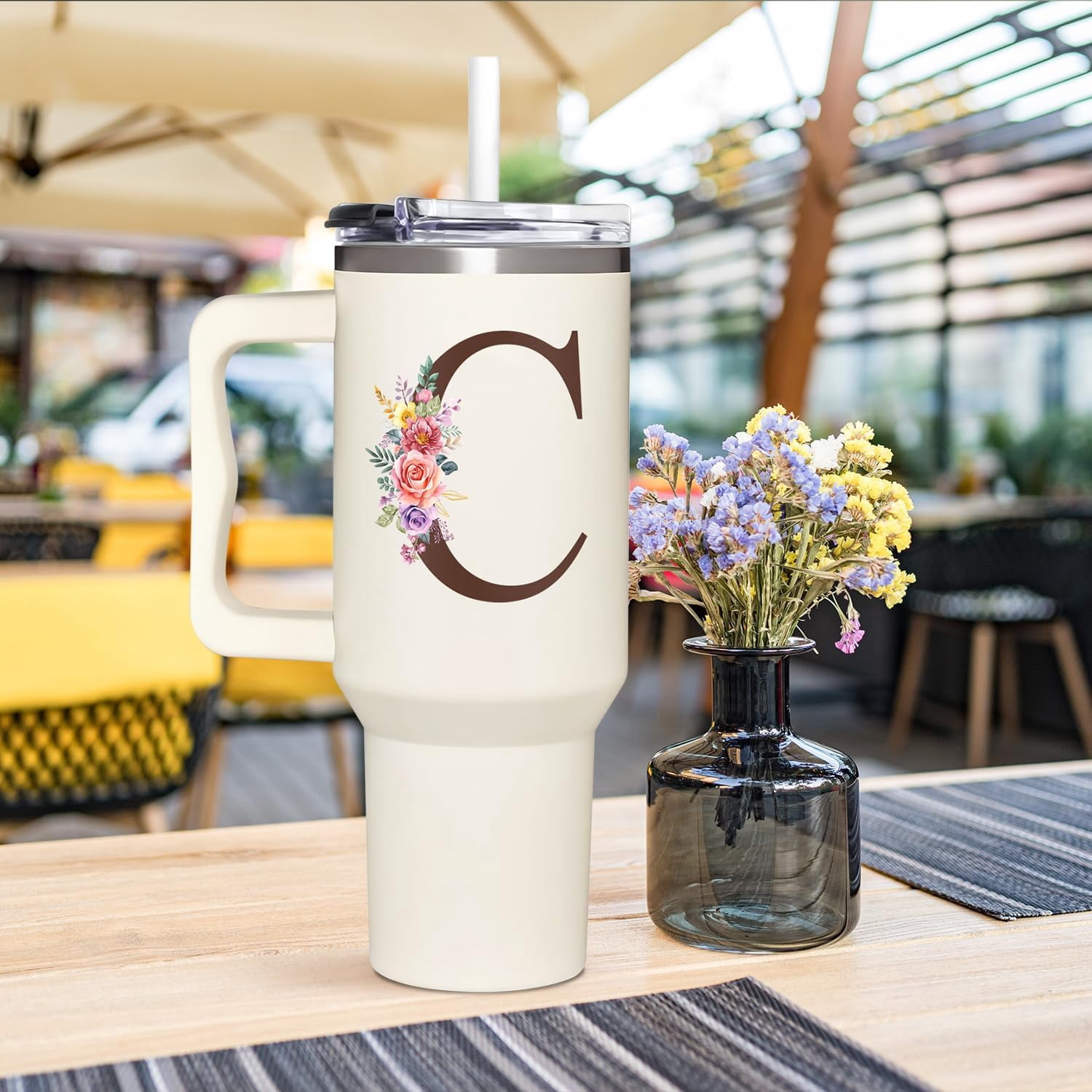 Personalized Gifts For Women - Personalized Gifts For Birthday, Christmas - Monogrammed Gifts Customized Gifts For Woman, Mom, Wife, Best Friend, Sister, Coworkers - Custom Tumbler With Handle 40oz