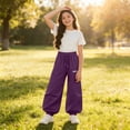 thumbnail image 6 of Bovxnpu Unisex Girls Casual Athletic Pants Kids Girls High Waist Drawstring Jogger Wide Leg Pants Bottoms, 6 of 7