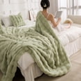 thumbnail image 6 of 140x200cm Faux Rabbit Fleece Blanket - Soft Double-Sided All-Season Solid Color Blanket, Warm Flannel Throw for Sofa, Bed & Home Use, 6 of 6