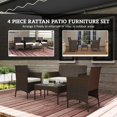 thumbnail image 3 of Beige 4-Piece Wicker Patio Furniture Set – Rattan Loveseat & Chairs with Glass Coffee Table for Balcony, Deck & Garden Relaxation, 3 of 7
