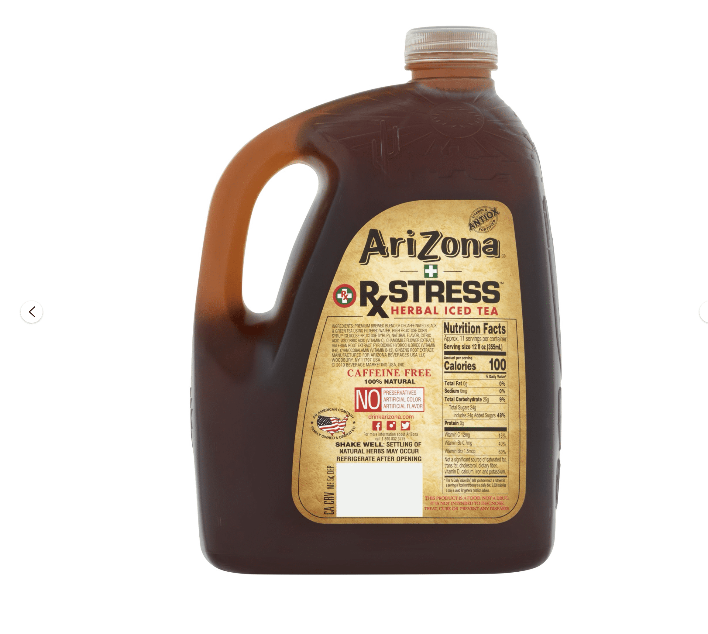 Arizona Beverages USA Arizona Rx Stress Iced Tea, 128 oz