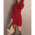 thumbnail image 3 of luvamia Women Casual Long Sleeve Short Sweater Dresses Fall Crewneck Stretch Knit Long Pullover Jumper True Red Size XL Fit Size 16 Size 18, 3 of 7