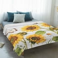 thumbnail image 4 of Yellow Sunflowers Blanket Soft Cozy Warm Throw Blanket for Couch, Plush Fuzzy Flannel Fleece Blankets for Sofa, Vintage Country Flowers Butterfly Wood Board Bed Blankets Gifts for Men, 50"x60", 4 of 9