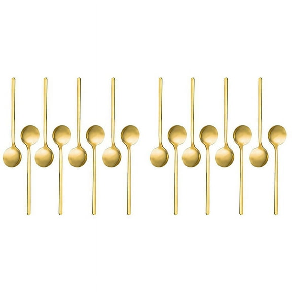 , Gold-Plated Stainless Steel Coffee Spoon, Mini Teaspoon for Sugar Dessert Cake Ice Cream