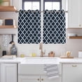thumbnail image 2 of Navy Blue Morocco Kitchen Curtains Short 45 Inch Length, Modern Farmhouse Minimalist Plaid Grommet Top Bedroom Living Room Curtains, Light Filtering Cafe Curtain Drapes 2 Panels Set 84''x45'', 2 of 9