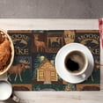 thumbnail image 5 of Rustic Lodge Bear Moose Deer Placemats Set of 6, Vintage Cabin Pine Cone Place Mats, Heat Resistant Non Slip Cotton Linen Dining Table Mats for Home Party Kitchen 12X18inch, 5 of 6