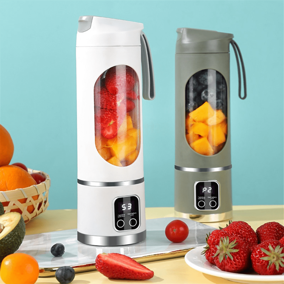 Portable Blender Electric Juicers Fruit Mixers USB Rechargeable Smoothie Mini Blender Personal Juicer 12 Cutter 3Gears A