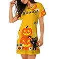 thumbnail image 2 of Gukieu Happy Halloween1 Print Women's Nightgown, A-line Round Neck Short-sleeved Nightgown Pajamas Home Wear Suitable for Home and Outing, 2 of 6
