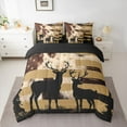 thumbnail image 2 of Manfei Jungle Animal Deer 7-Piece Twin Bedding Sets,Vintage Anerican Flag Bedding Comforter Set,Brown Black Sheet Sets For Boys Kids,Breathable Home Decor Reversible, 2 of 8