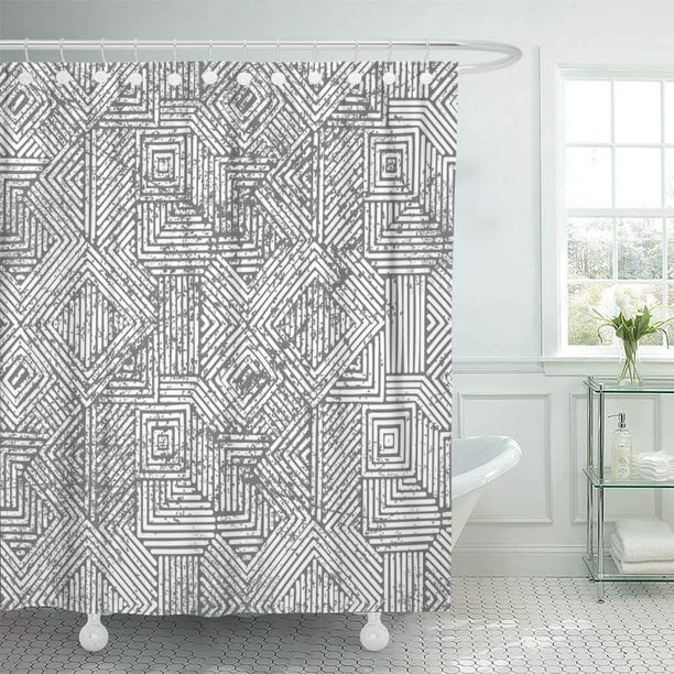 Atabie Pattern Boho Geometric Vintage, Boho Patch Shower Curtain