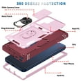 thumbnail image 2 of Compatible with Samsung Galaxy S24 Ultra with Sliding Cover Lens Protection & Kickstand, Built-in 360° Rotate Ring Stand Magnetic Card Slot Hybrid Cover Case for Samsung Galaxy S24 Ultra, Pink+Winered, 2 of 11