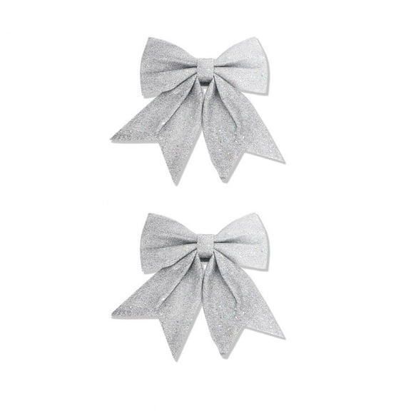 geerera 2pcs Christams Glitter Bows, Shiny Bows for Christmas Tree Party Decorations Xmas Decor Wreath Ornaments