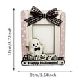 thumbnail image 3 of Wooden Halloween Photo Frame Ornament, Ghost Pumpkin Fence Shaped Picture Frame with Adhesive Dots, Small Decor for Halloween Party, Lazyguy, 3 of 6