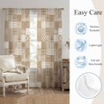 thumbnail image 5 of Beige Brown Checkered Sheer Curtains 96 Inch Length 2 Panels Set, Buffalo Geometric Abstract Art Voile Window Treatment Semi Sheer Long Curtains Drapes for Bedroom/Living Room/Kitchen 52"x96"x2, 5 of 8