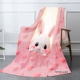 thumbnail image 2 of Amarainy Cute Bunny Pink Heart Flannel Blanket For Winter Gift Home Sofa Bed Decoration 50x60 inch, 2 of 5