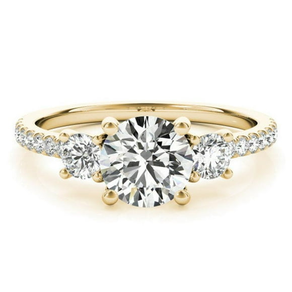 2.80 Ct Stunning Solitaire Round Natural Moissanite Diamond Engagement Rings for Women Solid 14K Yellow Gold