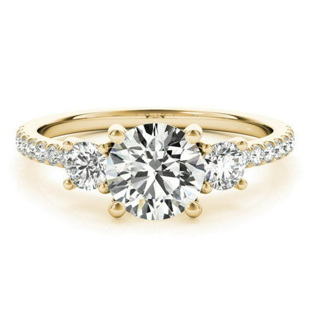 2.80 Ct Round Diamond Bridal Rings Solid 18K Yellow Gold