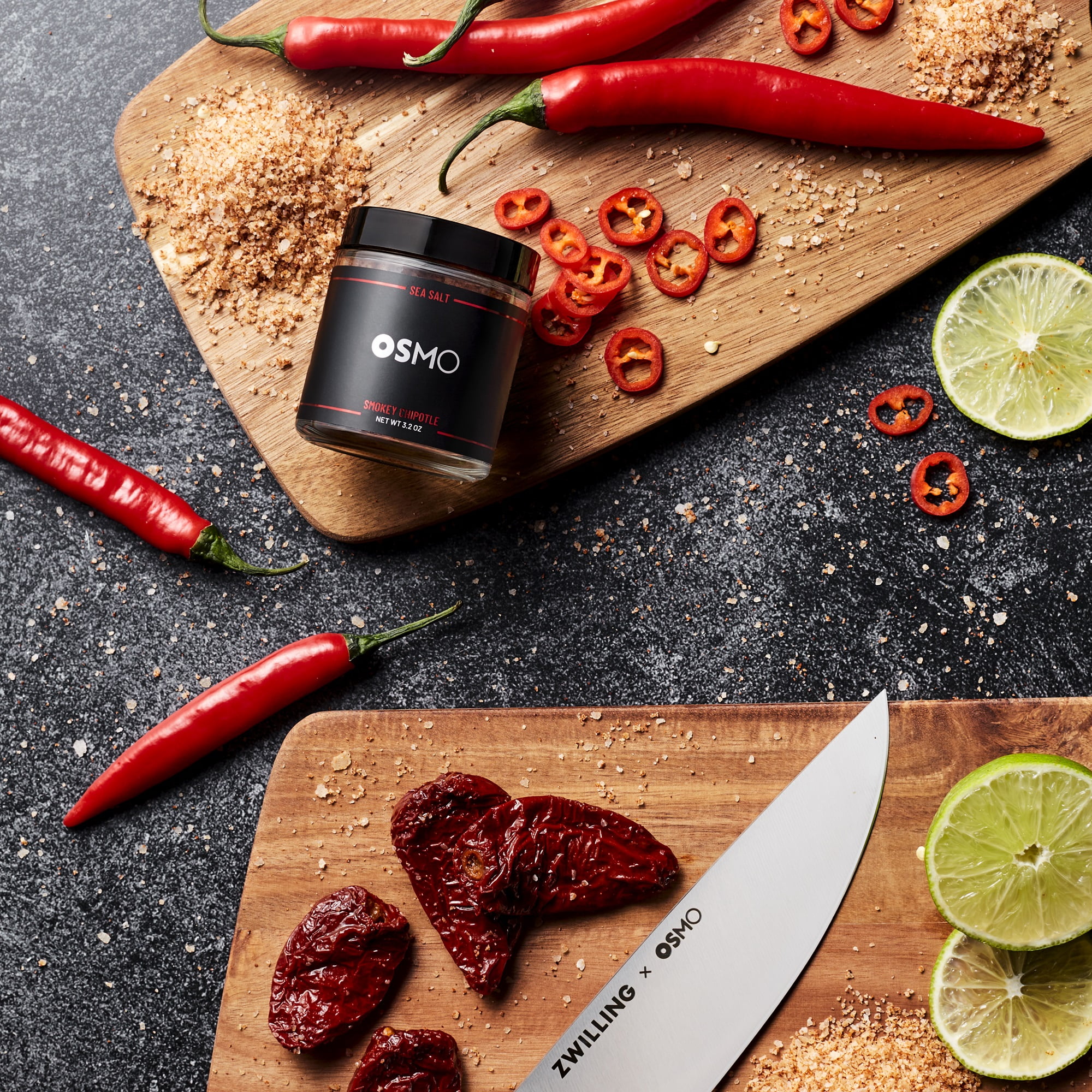 Osmo Salt's Smokey Chipotle Sea Salt - Premium Gourmet Cooking and Seasoning Salt, 3.2 oz jar