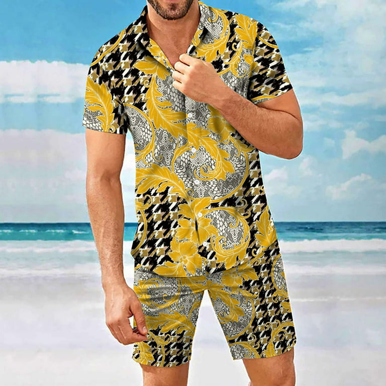 Yievot Festival Outfits For Men 2 Piece Set Clearance Hawaiian