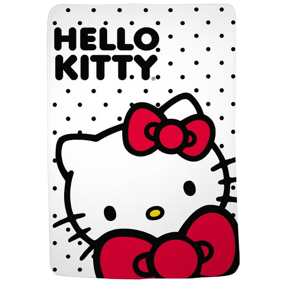 Hello Kitty Kids White Print Fleece Bed Blanket, Twin/Full