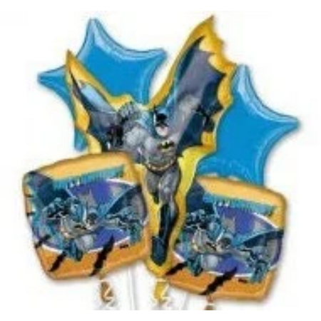 BATMAN BALLOON BOUQUET Kit • Party Supplies Decorations Foil Mylar Balloon • 5pc