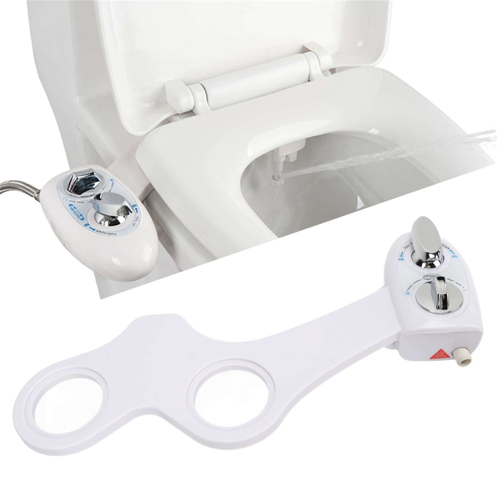 Riousery Bathroom Dual Nozzle Cold Water Spray Adjustable Bidet Toilet Attachment with Hose, White (18.5 inches / 47 cm)