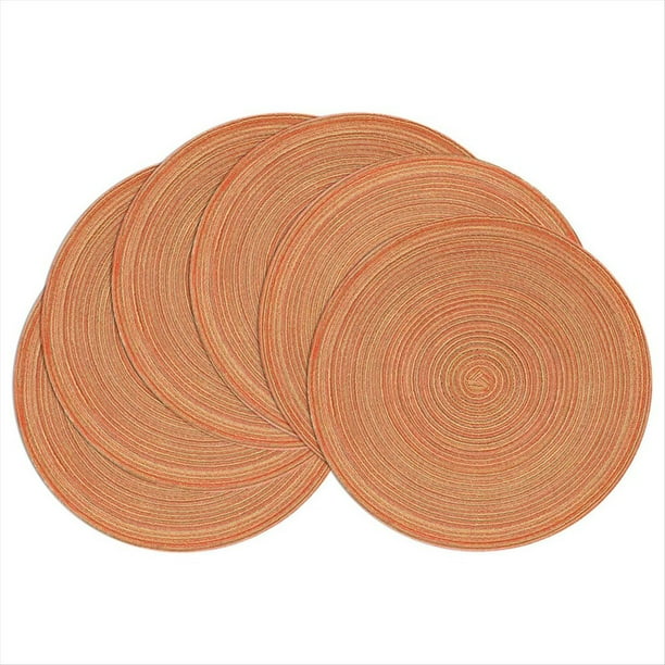 Juego de 6 Manteles Individuales Trenzados Redondos de 6 Manteles Individuales Circulares, Manteles Lavables de 15 Pulgadas para Mesa de Comedor, Fiesta de Bodas