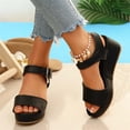 thumbnail image 2 of Xucatan Women's Wedge Heel Sandals, Thick Sole Open Toe Slides with Non Slip Rubber Outsole, Comfortable Cushioned Casual Shoes, Versatile Everyday Holiday Style Gift, 2 of 9
