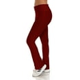 thumbnail image 3 of SR Women's Cotton High Waist Straight Leg Active Yoga Workout Pants (Size: XS-5X), 4X, Wine, 3 of 5