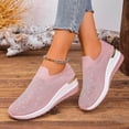 thumbnail image 5 of QQAMB Sparkly Sneakers for Women Breathable Knit Wedge Heel Bling Rhinestone Casual Shoes Round Toe Slip on Walking Running Athletic Shoes, 5 of 8
