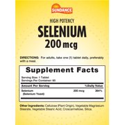 Selenium 200mcg | 60 Tablets | High Potency Formula | Vegetarian, Non-GMO & Gluten Free | by Sundance